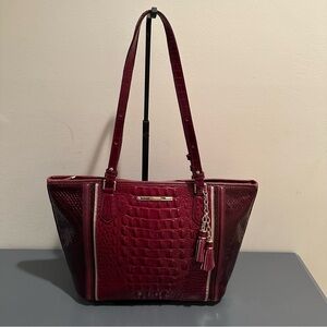 Brahmin Medium Asher Chianti Sonatina Tote Red Croc Embossed leather